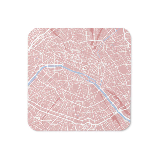 Map of Paris, France - Cork-back coaster