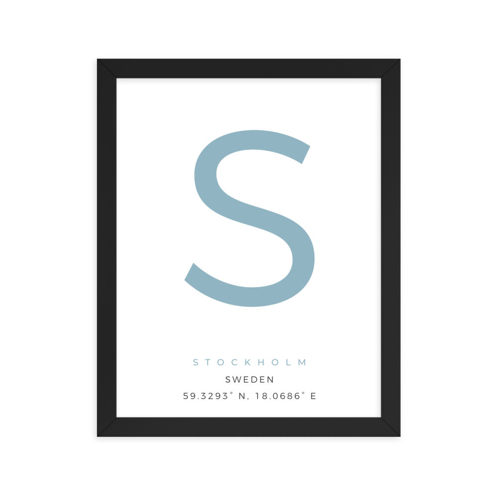 Stockholm S - Text Framed Print