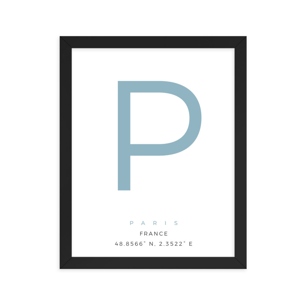 Paris P - Text Framed poster