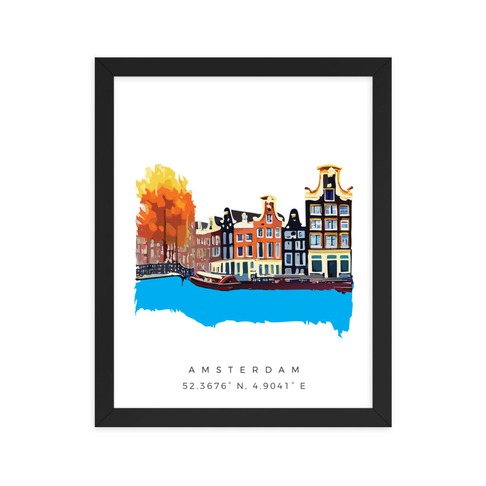 Canals of Amsterdam - Oil Painting Framed Print