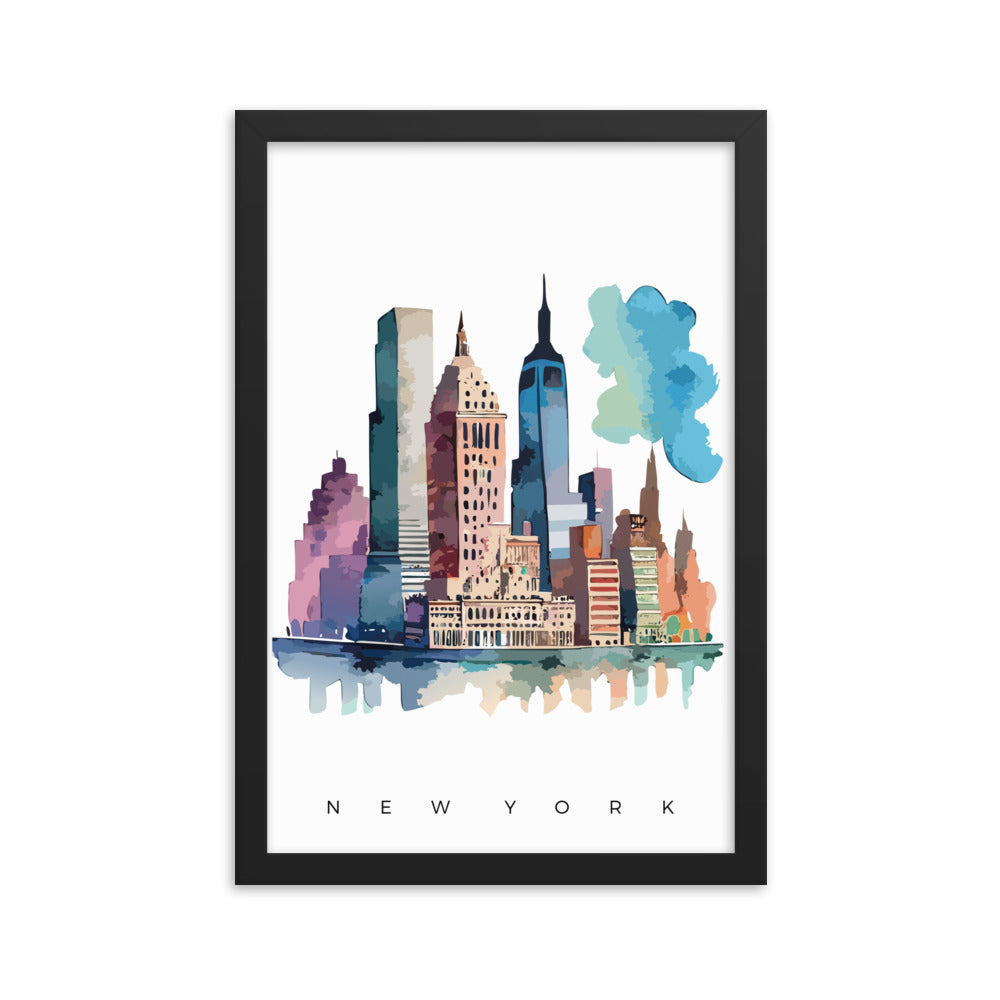 New York Skyline - Watercolour Framed Print