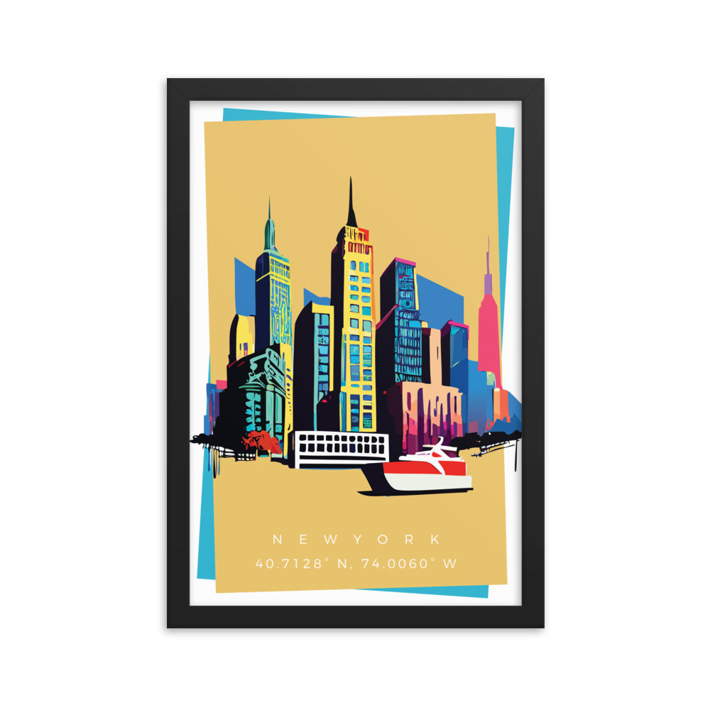New York Skyline - Pop Art Framed Print