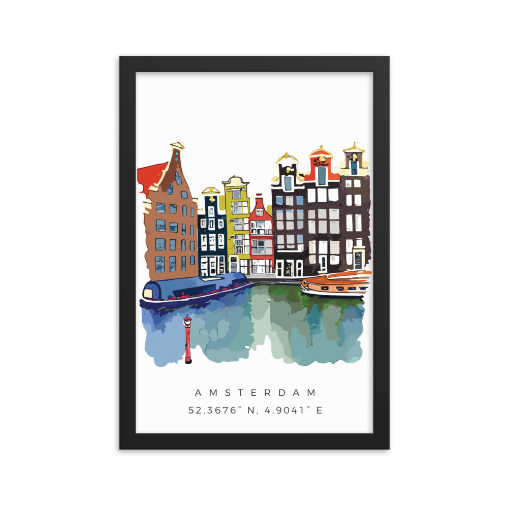 Amsterdam - Watercolour Framed Print