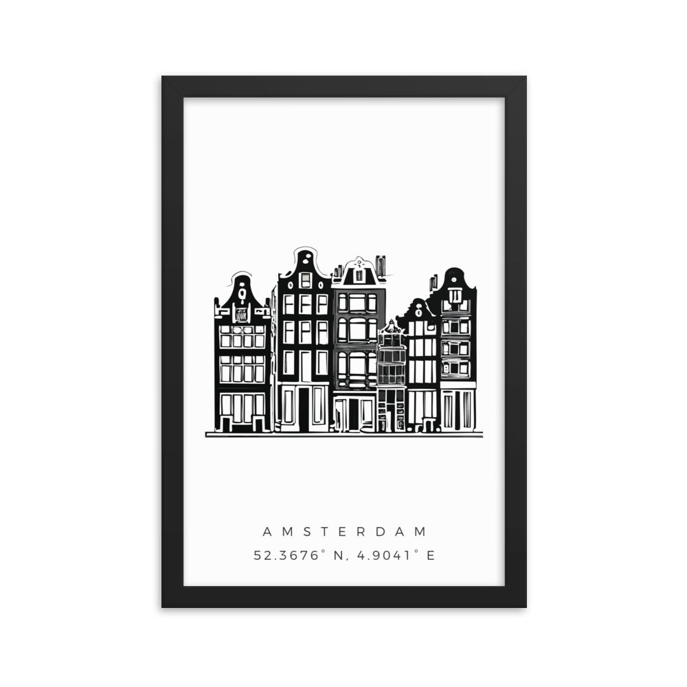 Amsterdam Buildings - Sketched Framed Print