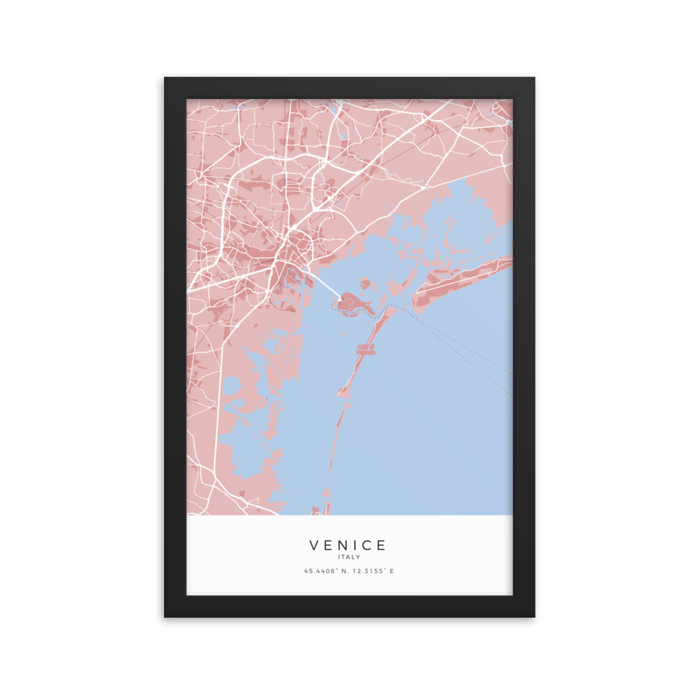 Map of Venice, Italy - Framed Print