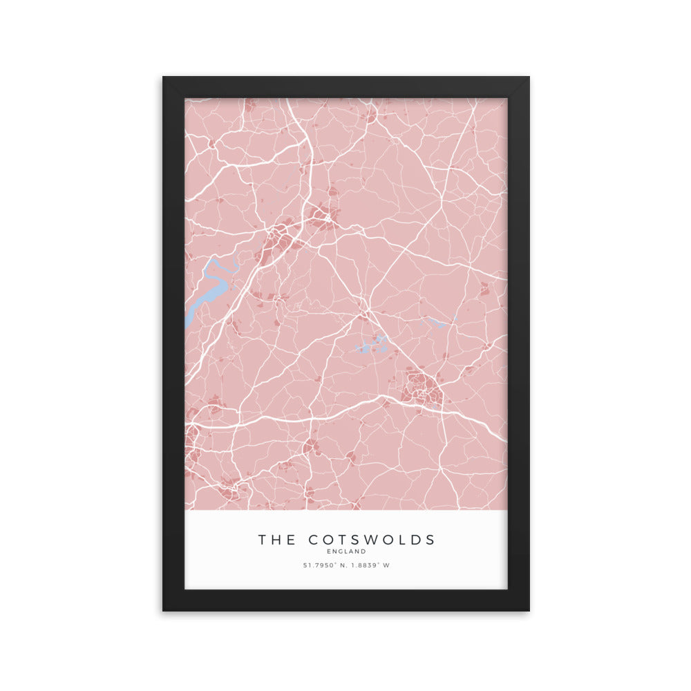 Map of the Cotswolds - Travel Wall Art