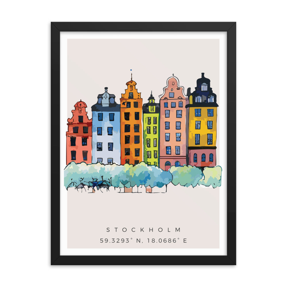 Gamla Stan in Stockholm - Watercolour Framed Print