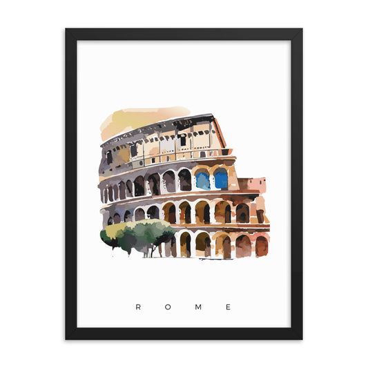 The Colosseum in Rome - Watercolour Framed Print