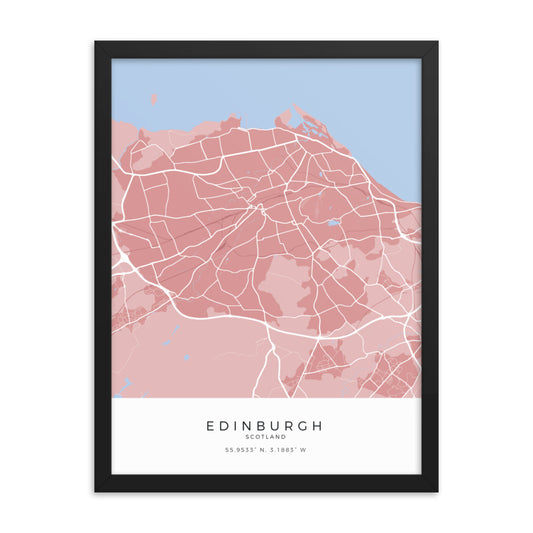 Map of Edinburgh, Scotland - Framed Print