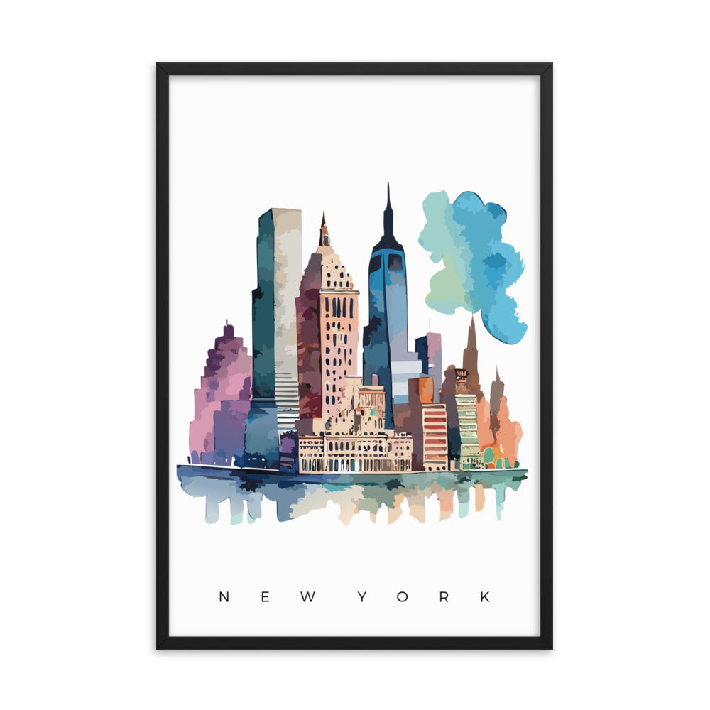 New York Skyline - Watercolour Framed Print