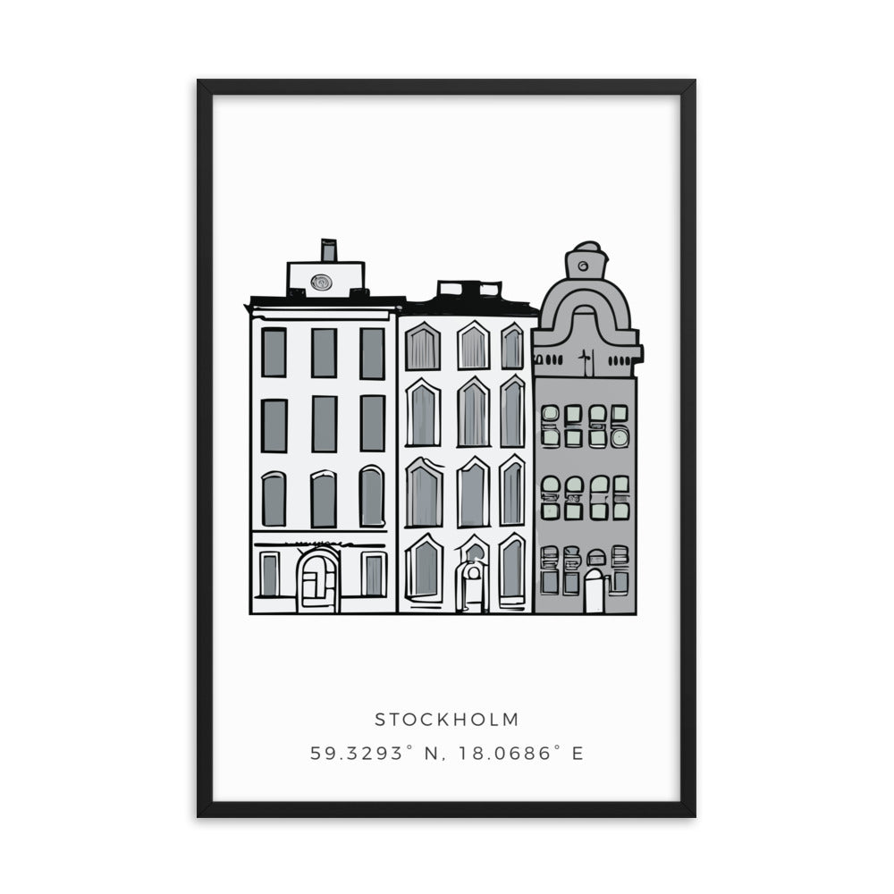 Gamla Stan in Stockholm - Sketched Framed Print
