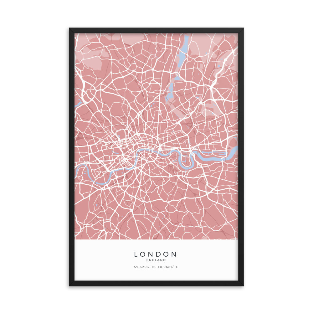 Map of London, England - Framed Print