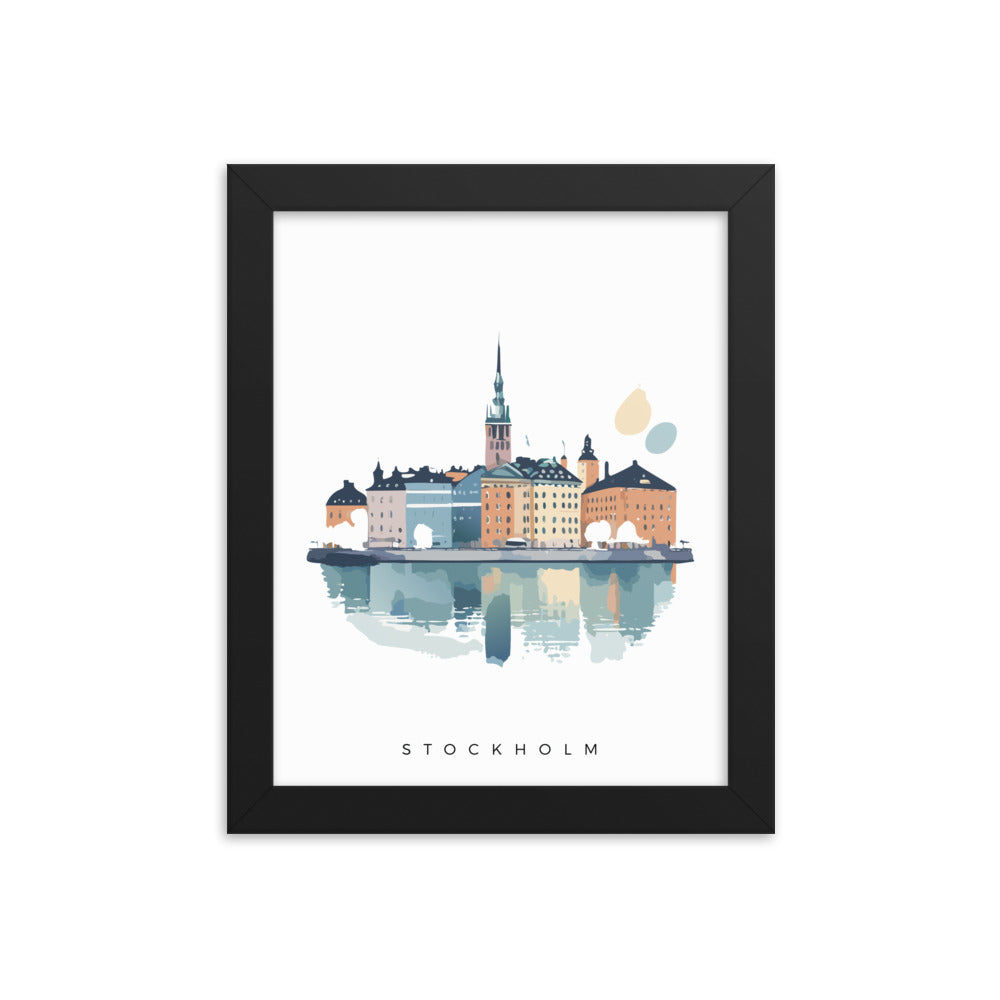 Stockholm Skyline - Watercolour Framed Print