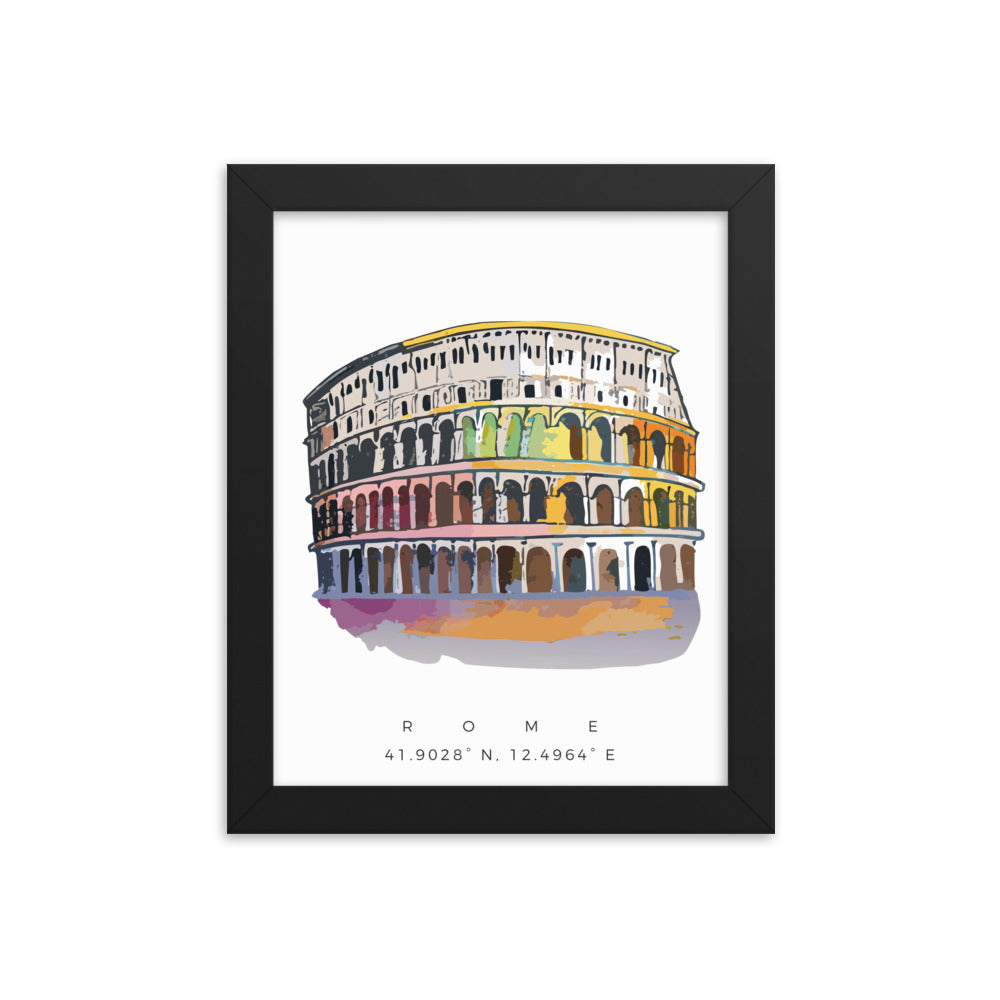 Colosseum in Rome - Watercolour Framed Print