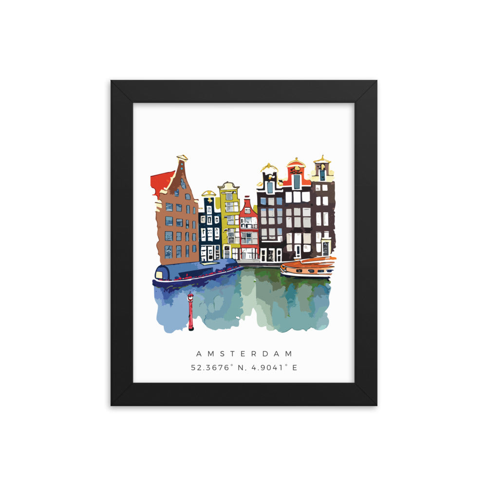 Amsterdam - Watercolour Framed Print