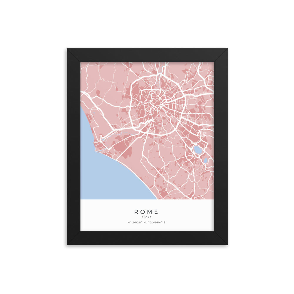 Map of Rome, Italy - Framed Print