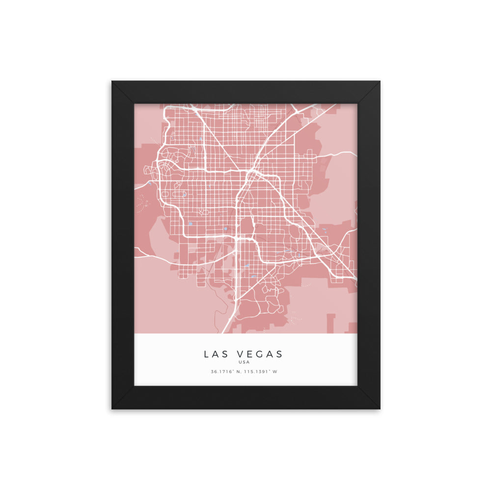 Map of Las Vegas, USA - Framed Print