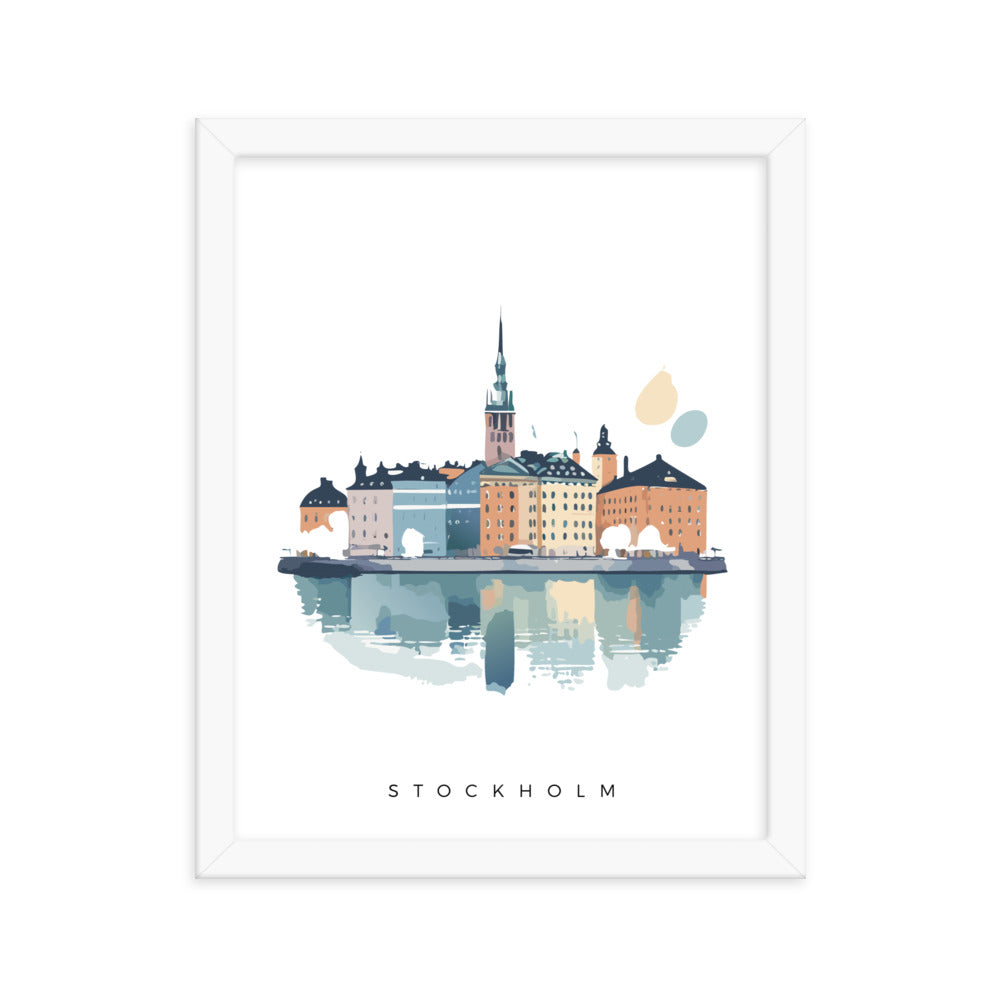 Stockholm Skyline - Watercolour Framed Print