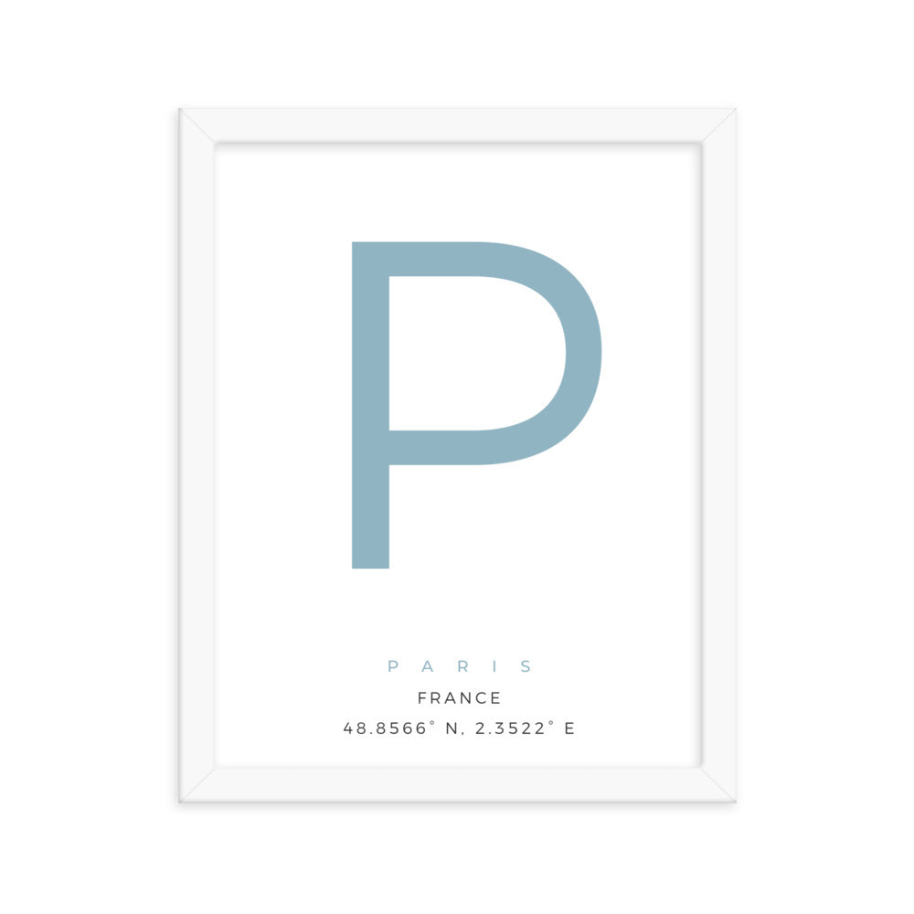 Paris P - Text Framed poster
