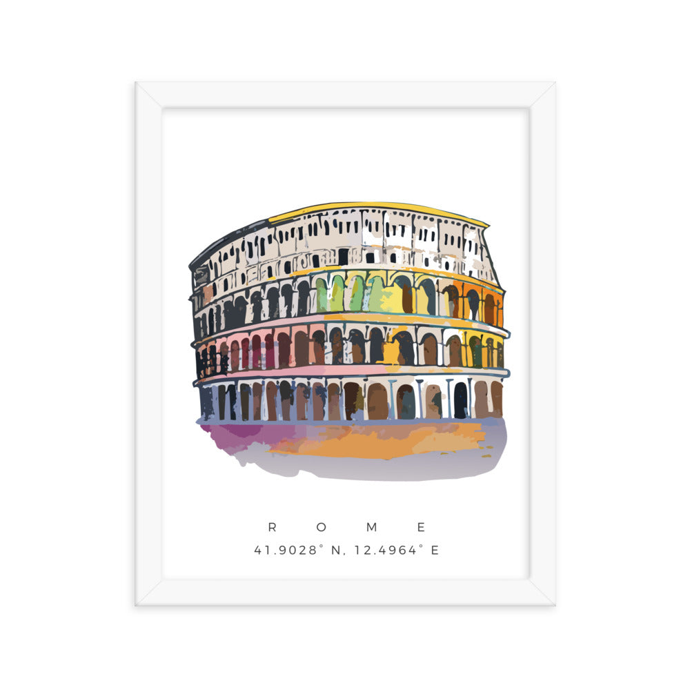 Colosseum in Rome - Watercolour Framed Print