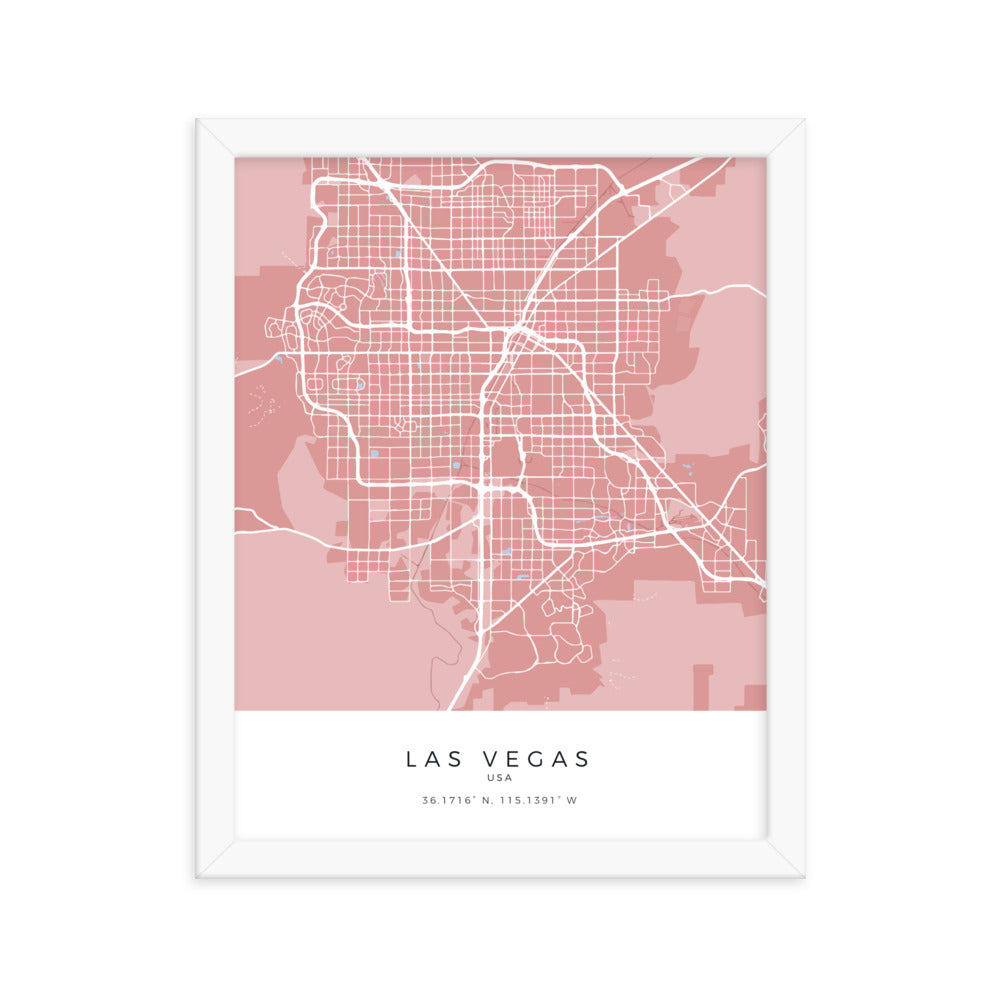 Map of Las Vegas, USA - Framed Print