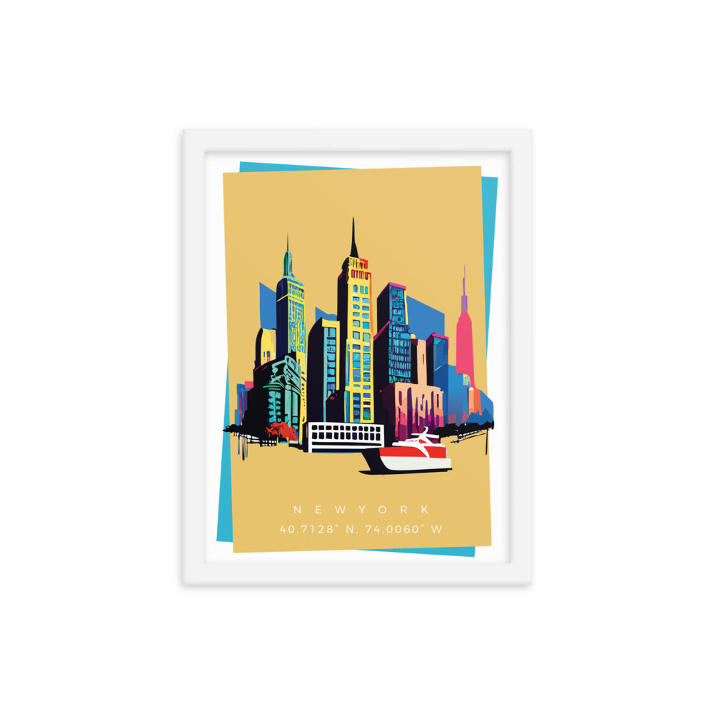 New York Skyline - Pop Art Framed Print