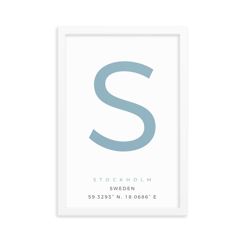 Stockholm S - Text Framed Print
