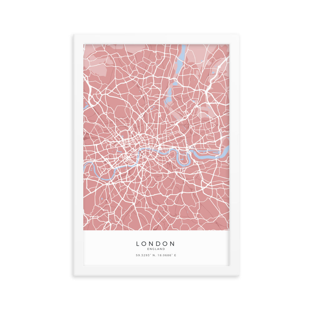 Map of London, England - Framed Print
