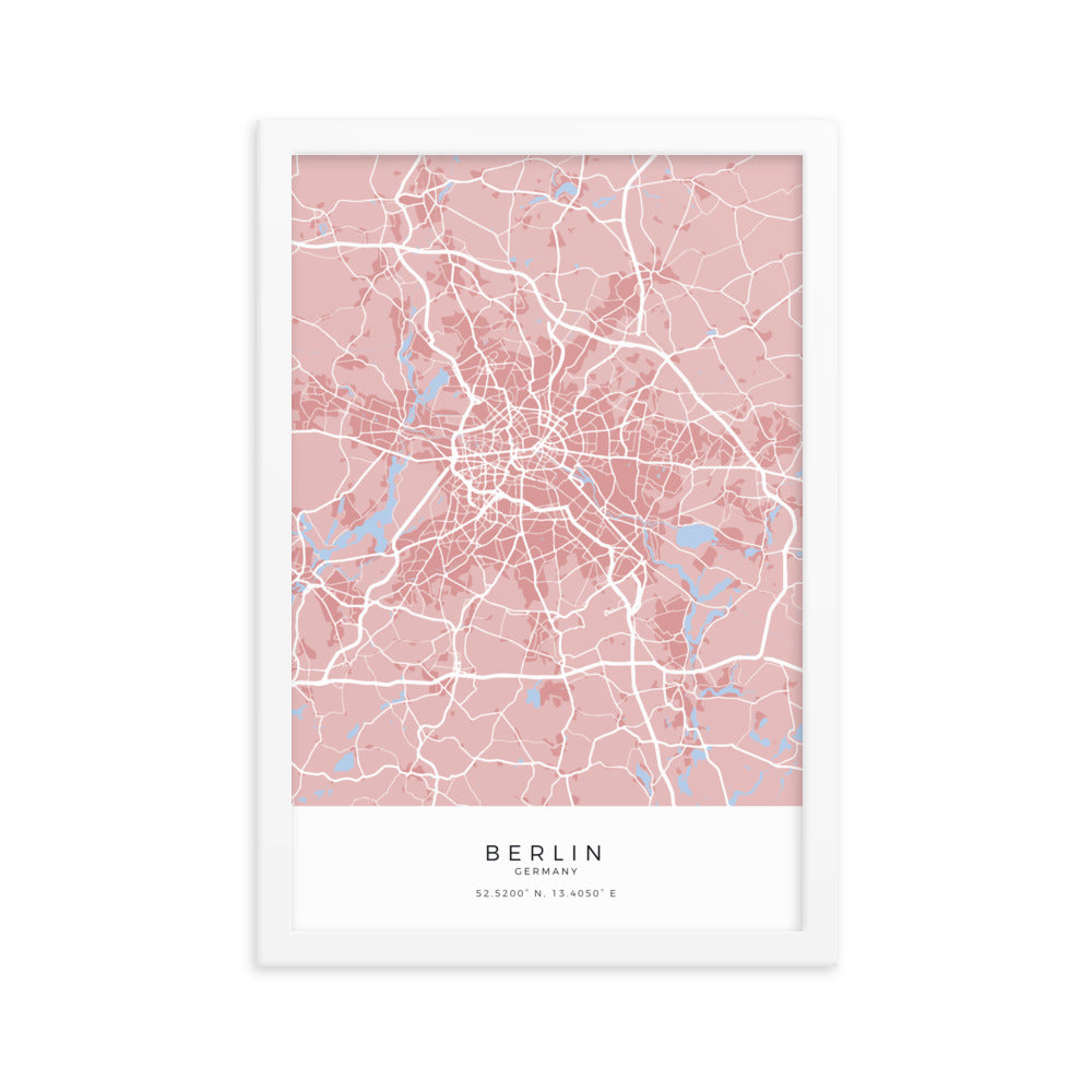 Map of Berlin, Germany - Framed Print