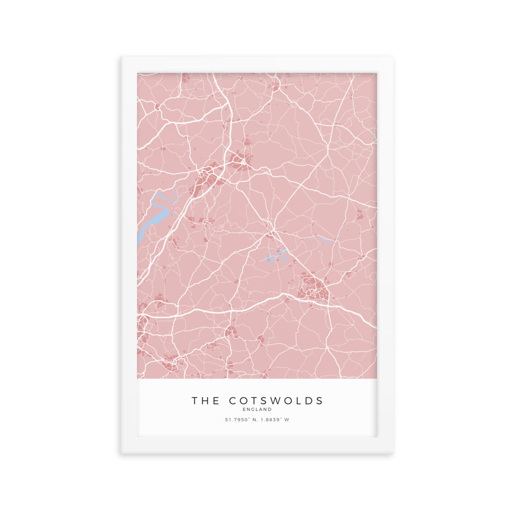 Map of the Cotswolds - Travel Wall Art