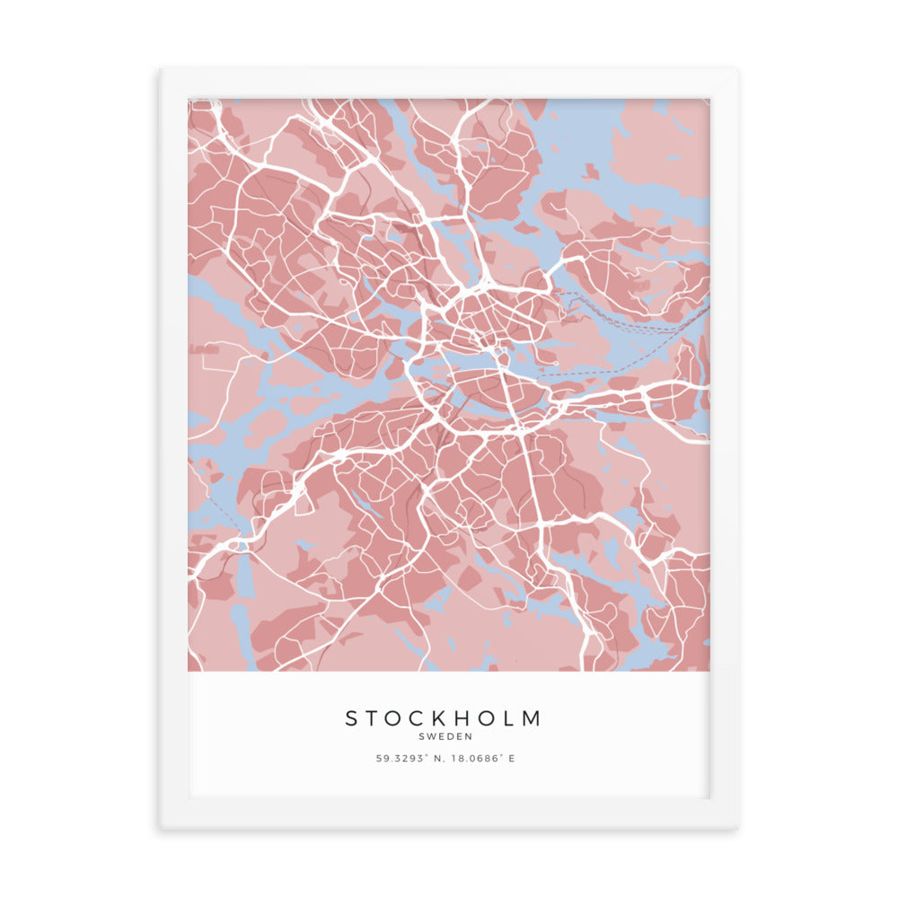 Map of Stockholm - Framed Print