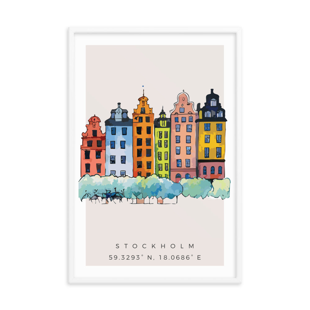 Gamla Stan in Stockholm - Watercolour Framed Print