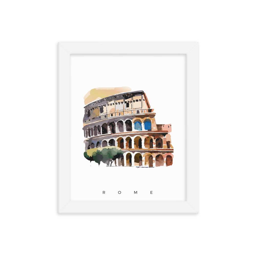 The Colosseum in Rome - Watercolour Framed Print