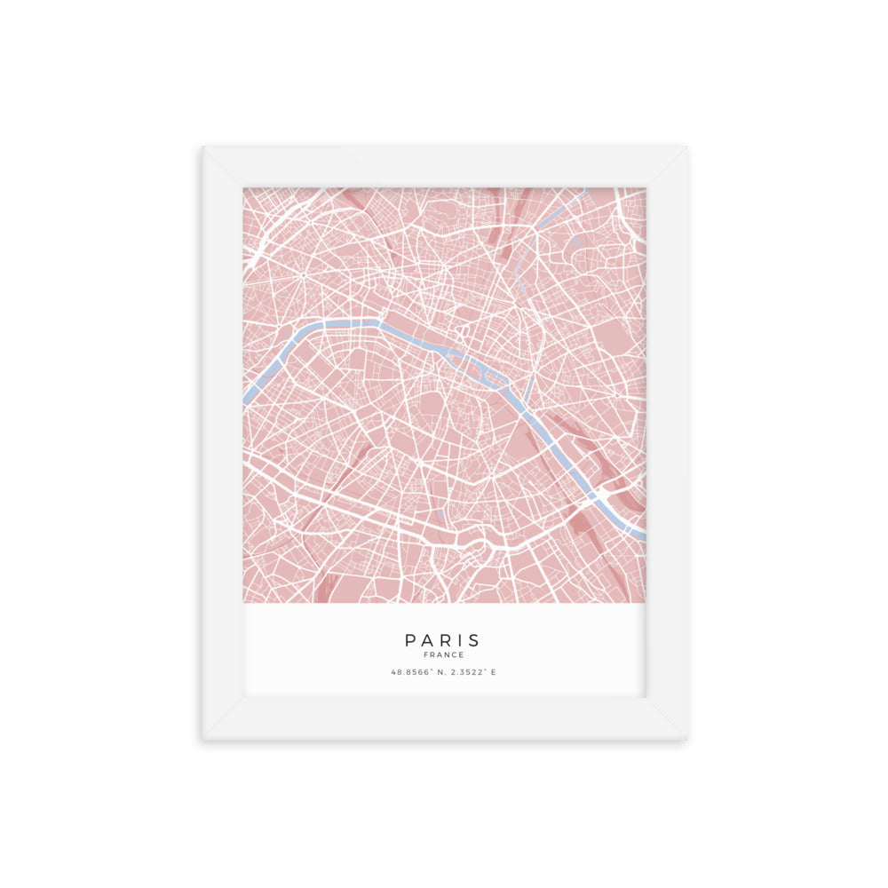 Map of Paris, France - Framed Print