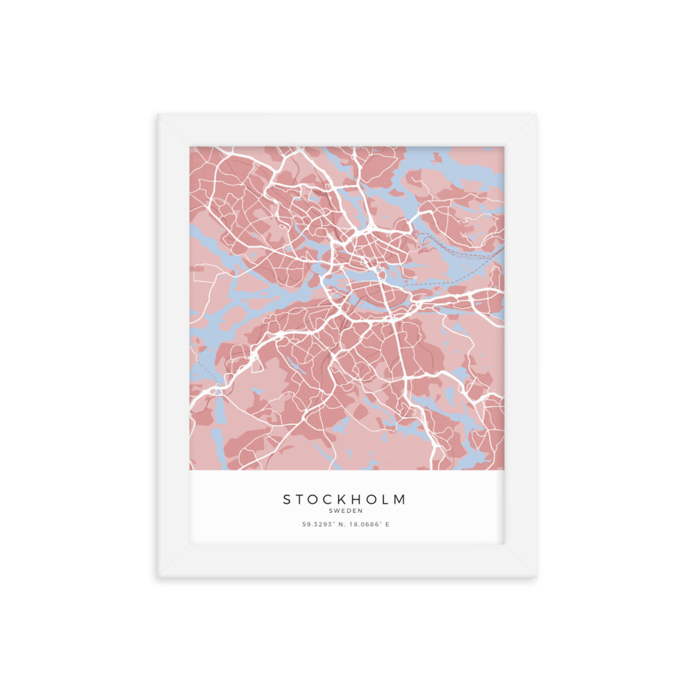 Map of Stockholm - Framed Print