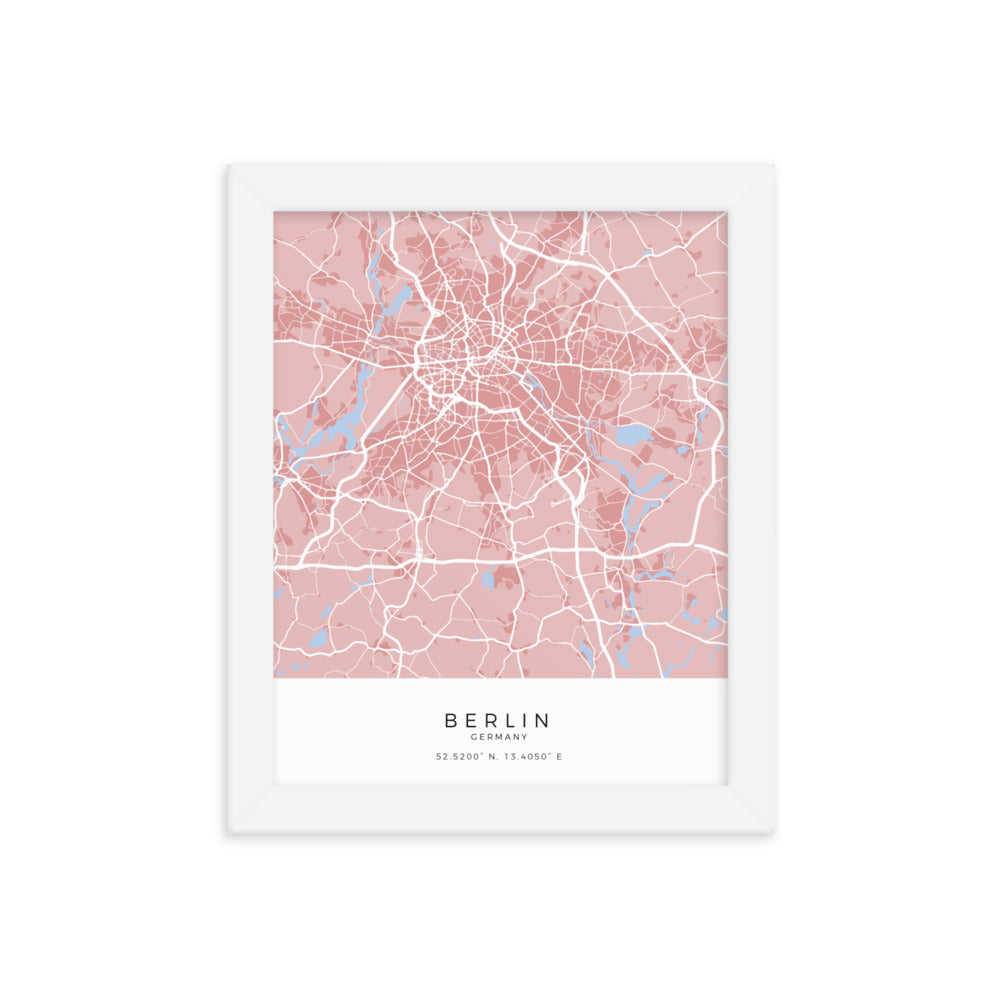 Map of Berlin, Germany - Framed Print