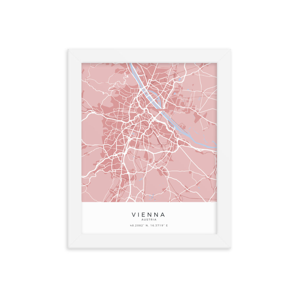 Map of Vienna, Austria - Framed Print