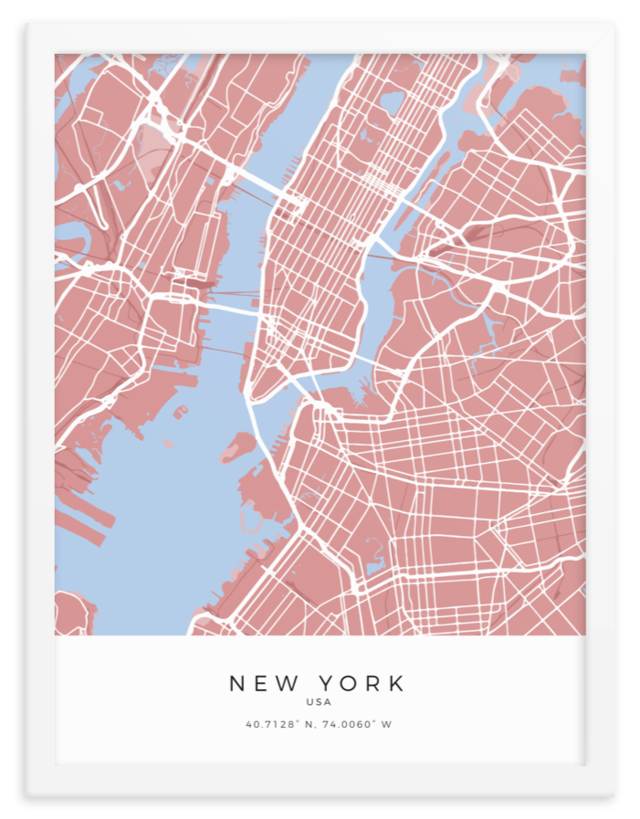 map of new york framed print