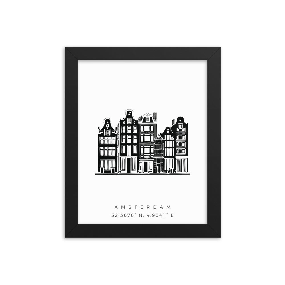 Amsterdam Buildings - Sketched Framed Print
