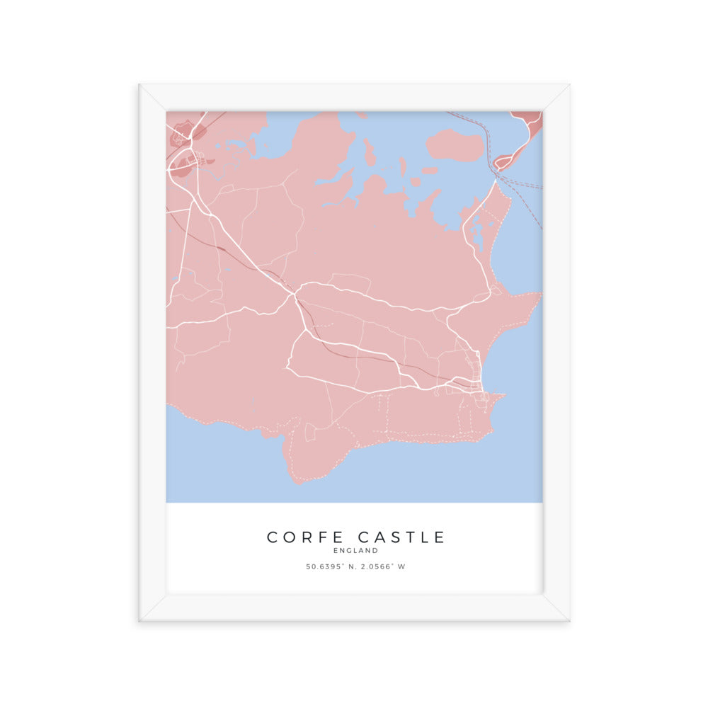 Map of Corfe Castle - Travel Wall Art