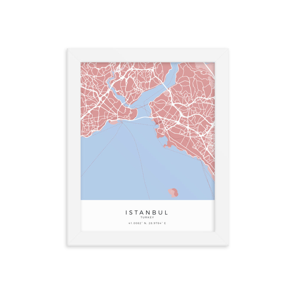 Map of Istanbul, Turkey - Framed Print